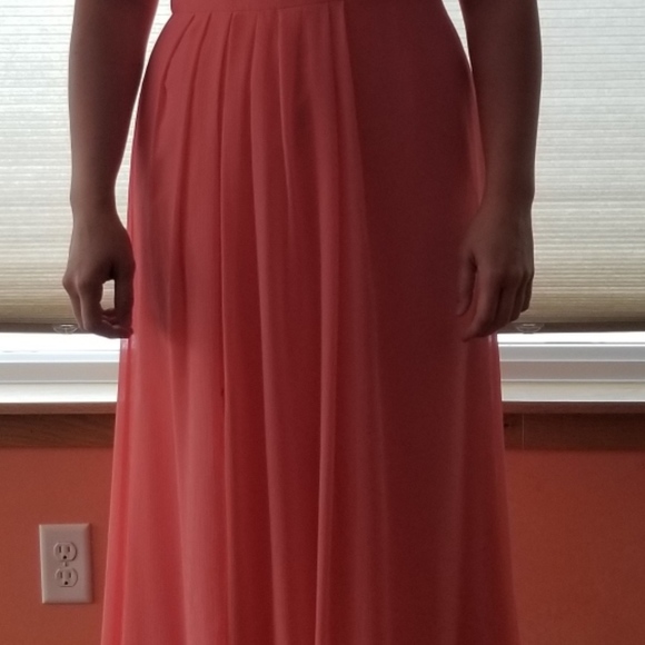 Long One-Shoulder Crinkle Chiffon Dress - Picture 3 of 5